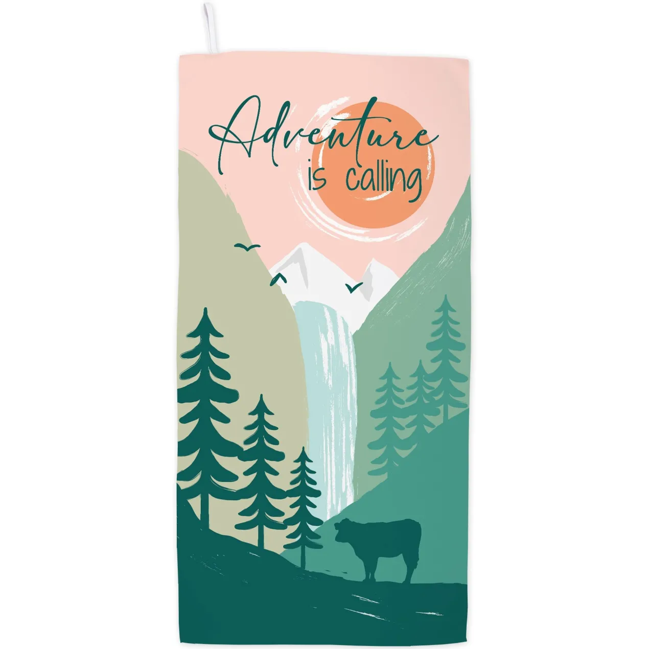 Abenteuer Sporthandtuch mit Aufdruck 'Adventure is calling' | Handtuch schnelltrocknend