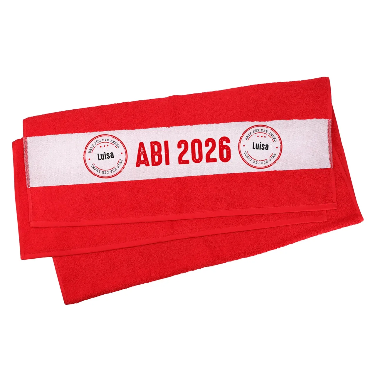 Abi Badetuch mit Name - Reif für die Insel
