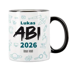 Abi Tasse mit Name, Jahr und Wunschtext - Geschenk zum Abitur