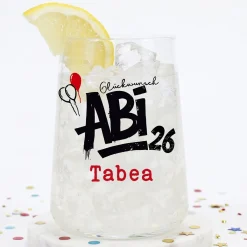 Abitur 2026 Glas mit Name personalisiert | 430 ml Trinkglas Abi 26 als Geschenk zum Schulabschluss