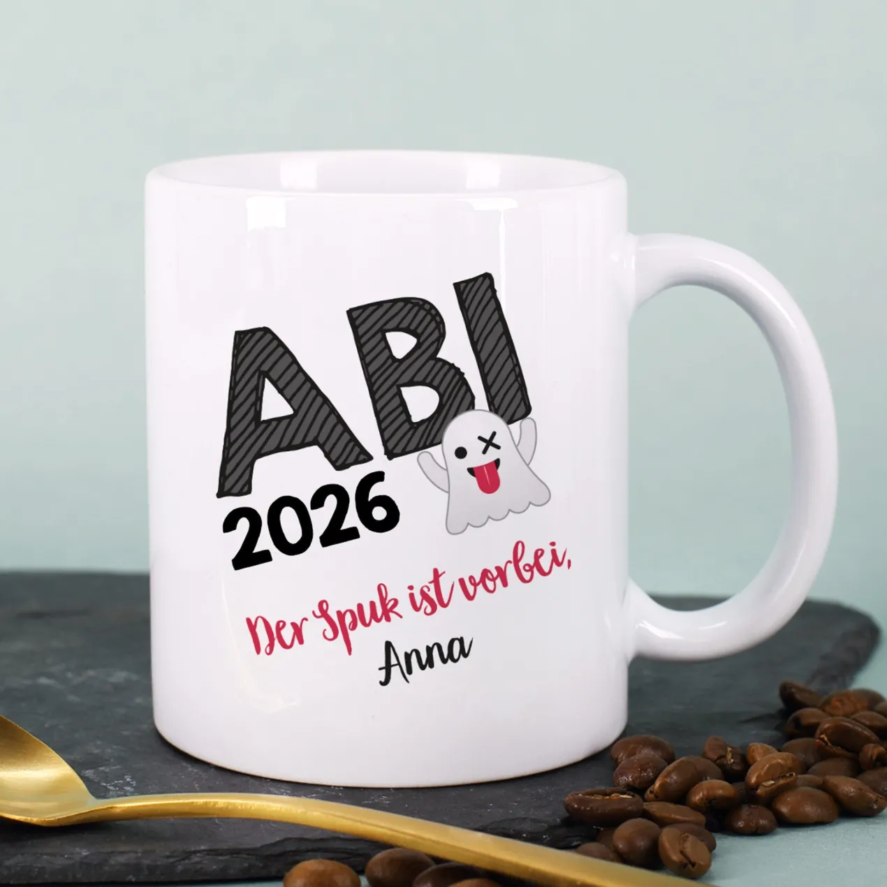 Abitur-Tasse mit Name - der Spuk ist vorbei