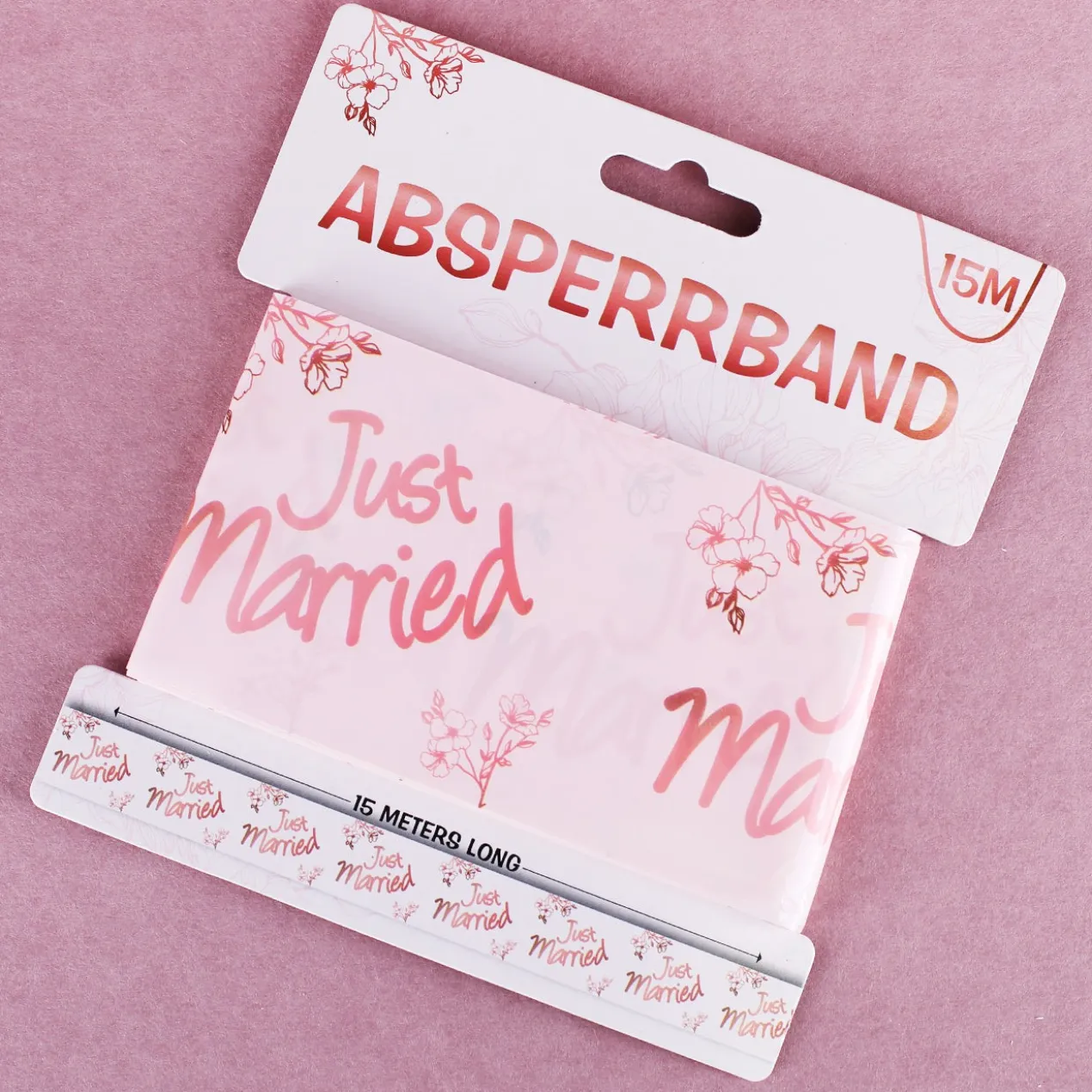 Absperrband Just Married rosa