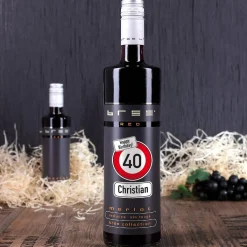 Achtung Alter - Rotweinflasche mit Aufdruck zum Geburtstag