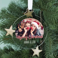Acryl Christbaumkugel mit Wunschfoto und Ihrem Text