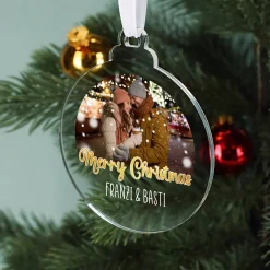 Acryl Christbaumkugel mit Wunschfoto und Ihrem Text