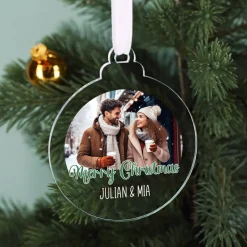 Acryl Christbaumkugel mit Wunschfoto und Ihrem Text