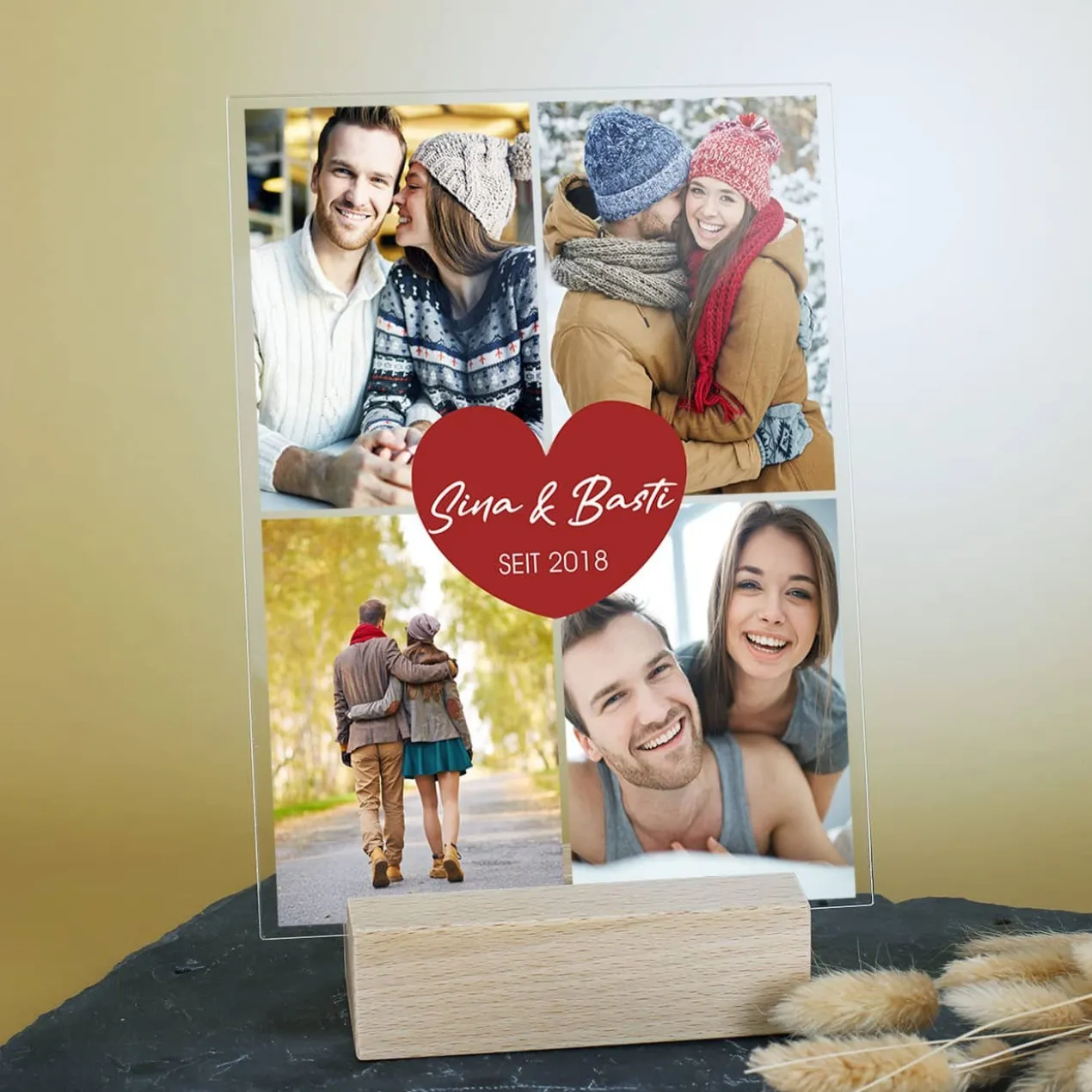 Acrylfoto mit 4 Bildern und Ihren Wunschtexten