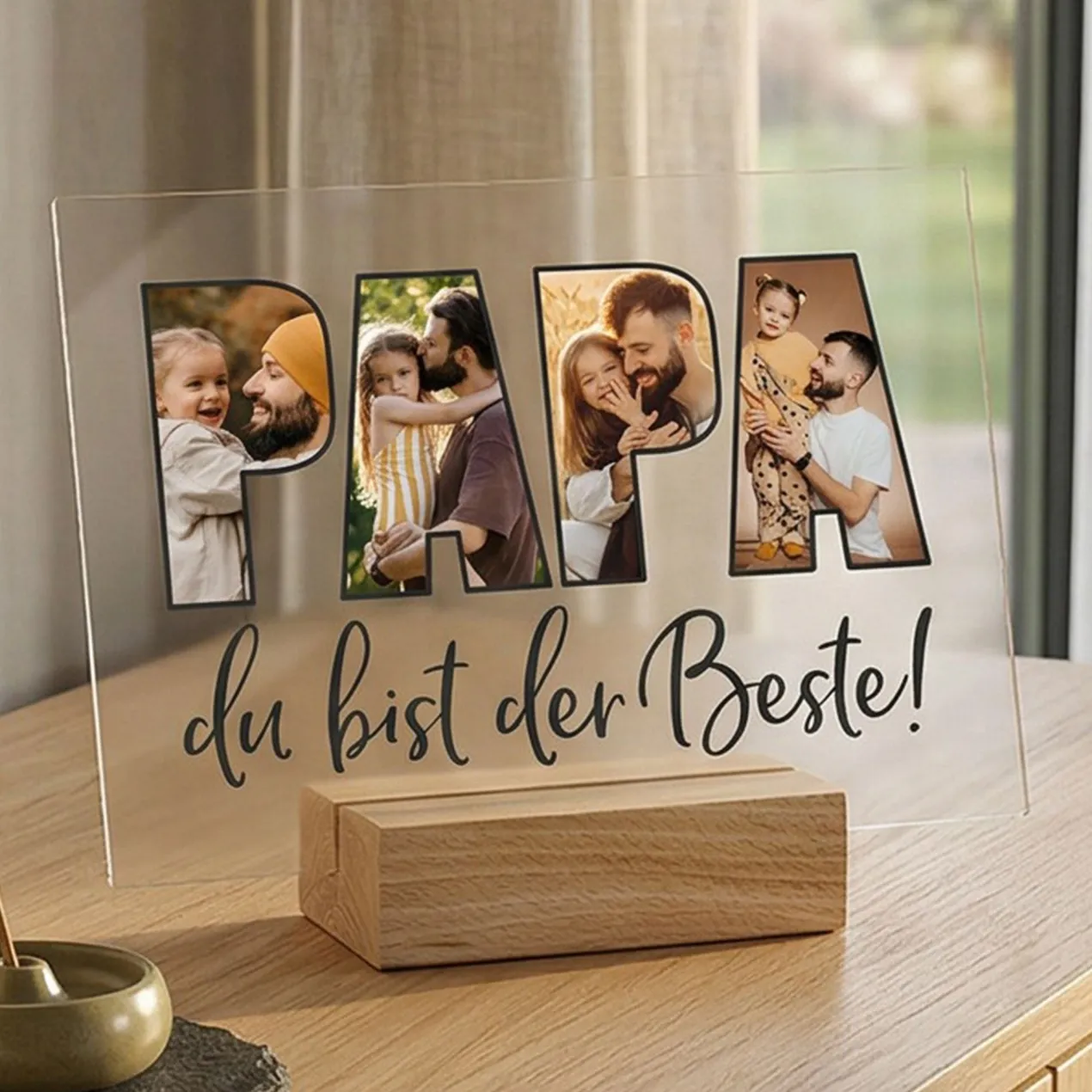 Acrylglas personalisiert mit 3 eigenen Fotos | Acrylbild als Geschenk für den besten Papa