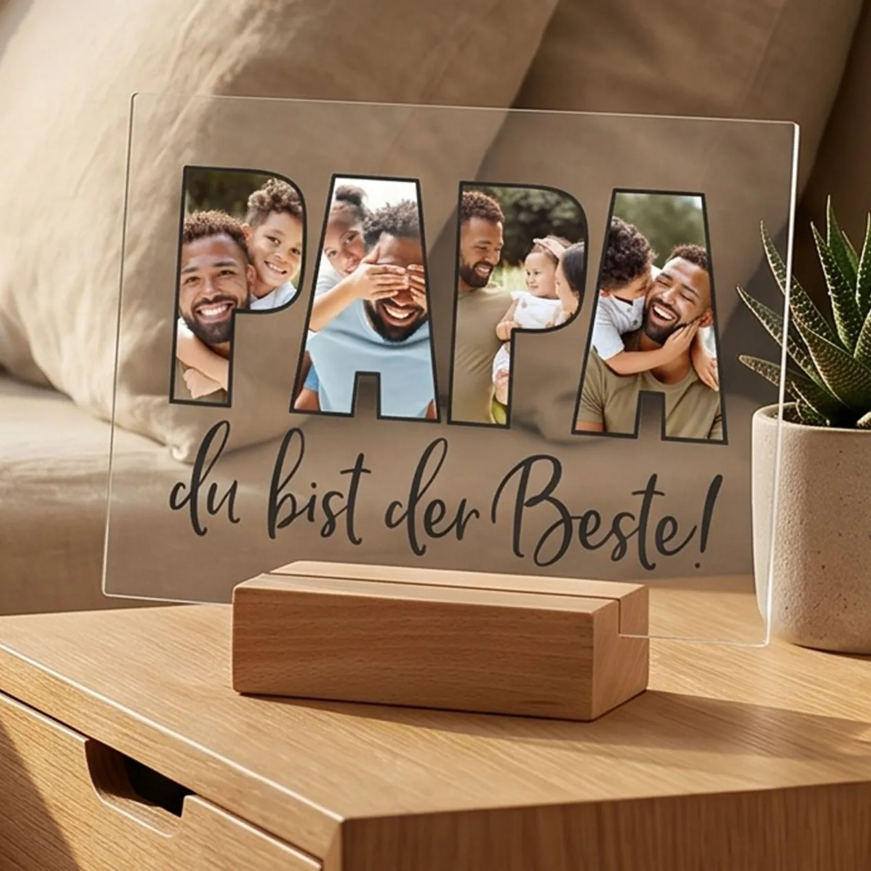 Acrylglas personalisiert mit 3 eigenen Fotos | Acrylbild als Geschenk für den besten Papa