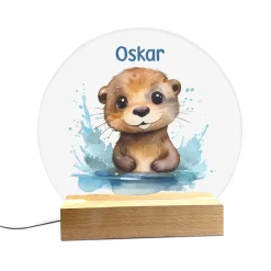 Acryllampe mit Ottermotiv als Nachtlicht für Kinder