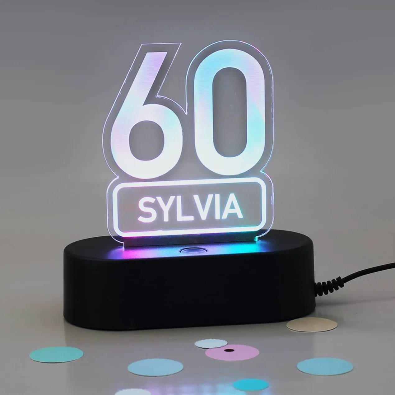 Acryllampe zum 60. Geburtstag mit Name