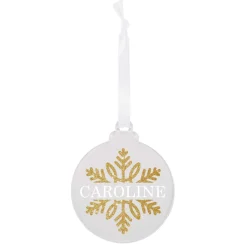 Acryl Weihnachtskugel bedruckt mit goldener Schneeflocken und Ihrem Namen