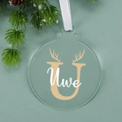 Acryl Weihnachtskugel mit Initial und Wunschname bedruckt