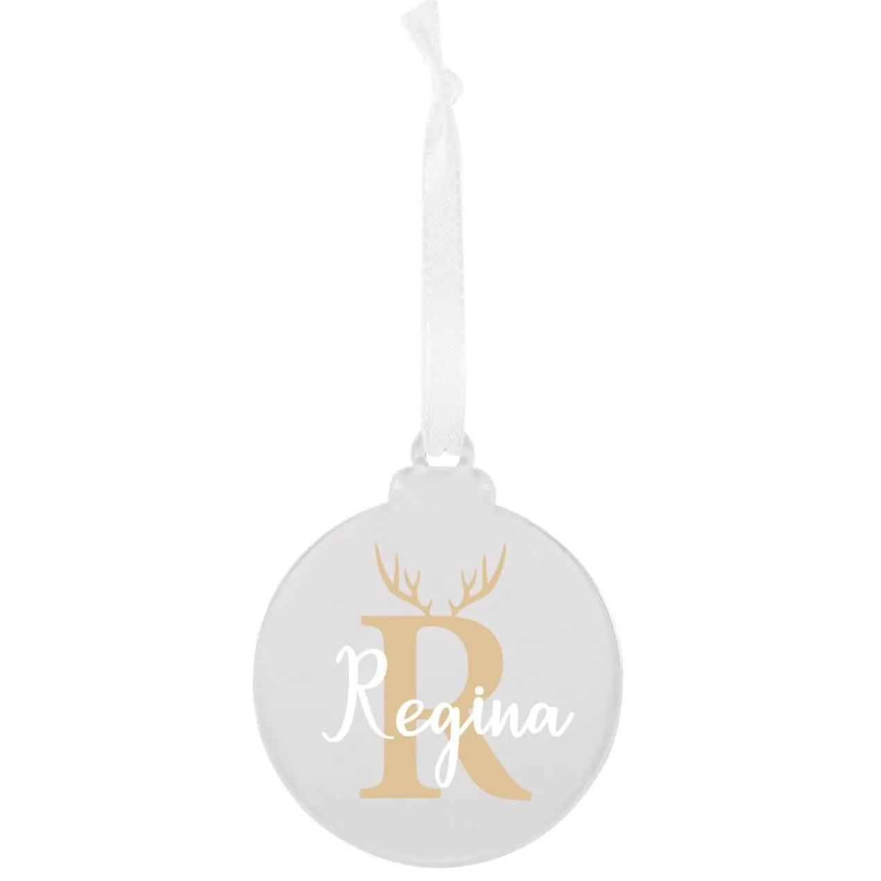 Acryl Weihnachtskugel mit Initial und Wunschname bedruckt