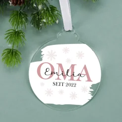 Acryl Weihnachtskugel - Oma seit - mit Ihrem Wunschtext bedruckt