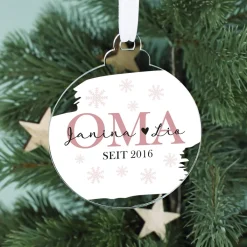 Acryl Weihnachtskugel - Oma seit - mit Ihrem Wunschtext bedruckt