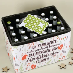 Adventskalender Bierkastenbanderole mit 24 Aufklebern für Bierflaschen | Bierchen klemmt
