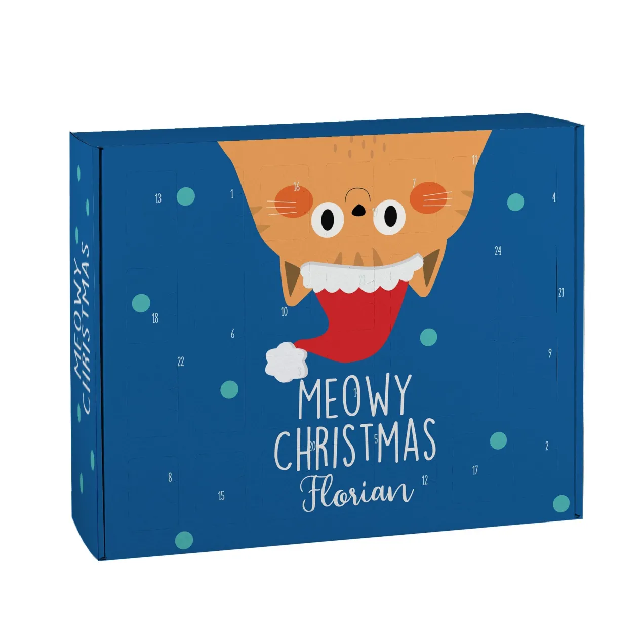Adventskalender 'Meowy Christmas' personalisiert mit Name | Kalender für Katzen und Tierliebhaber