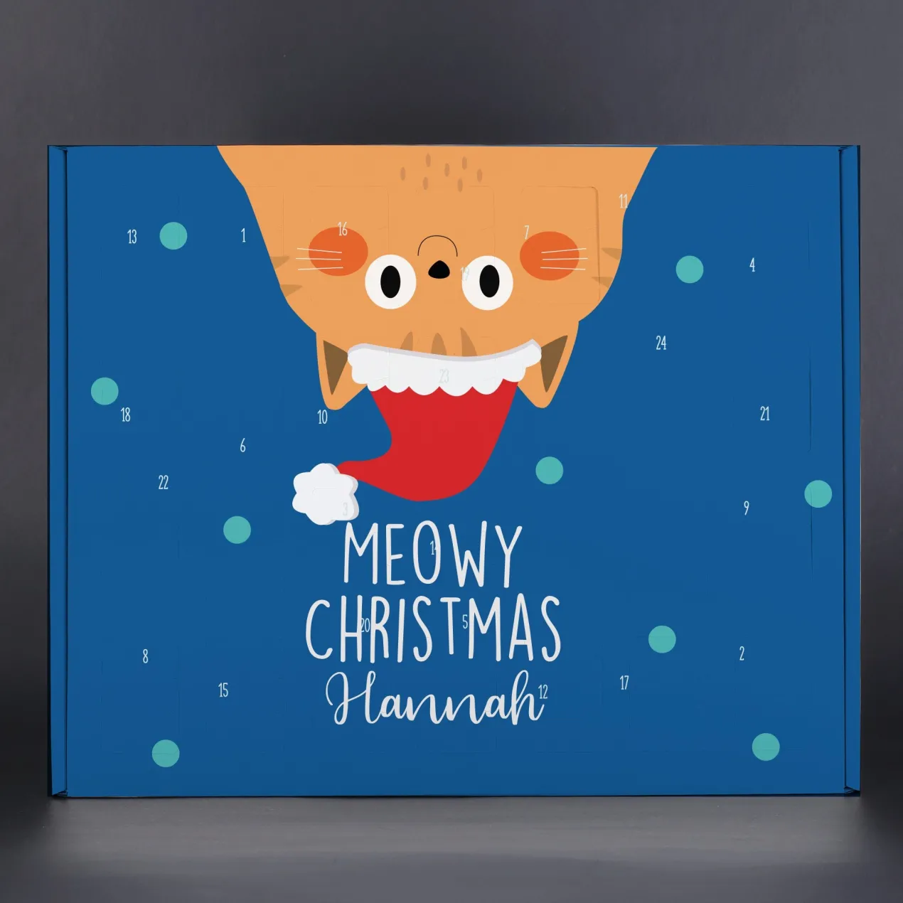Adventskalender 'Meowy Christmas' personalisiert mit Name | Kalender für Katzen und Tierliebhaber