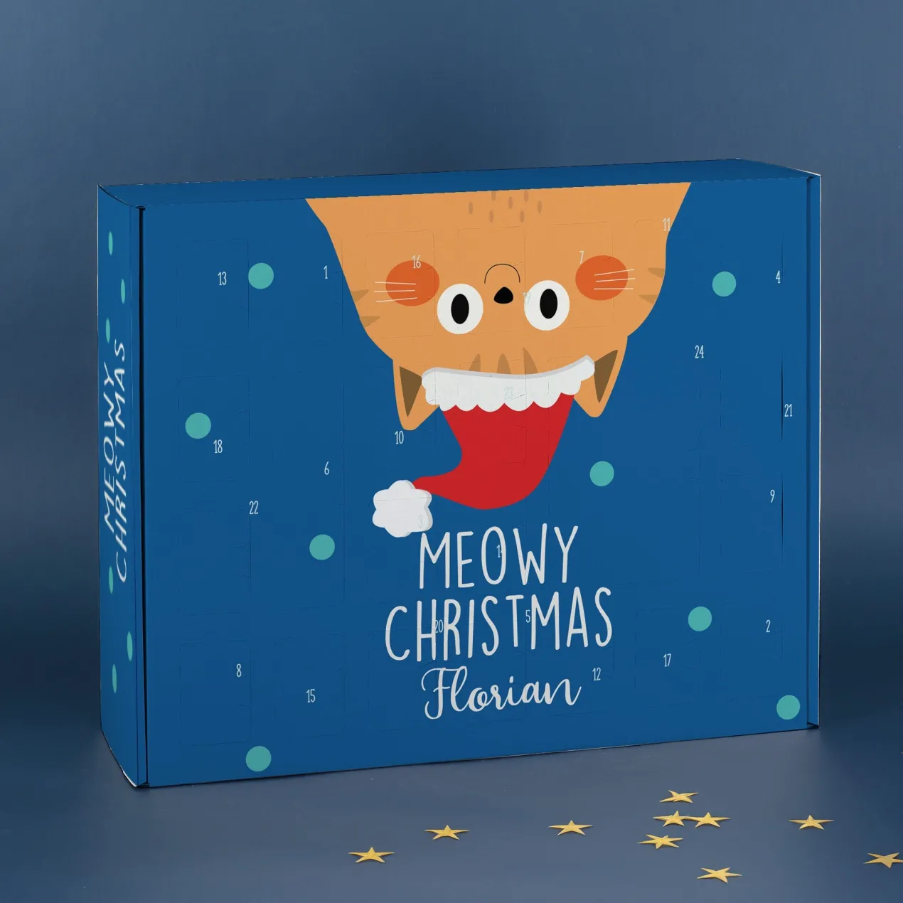 Adventskalender 'Meowy Christmas' personalisiert mit Name | Kalender für Katzen und Tierliebhaber