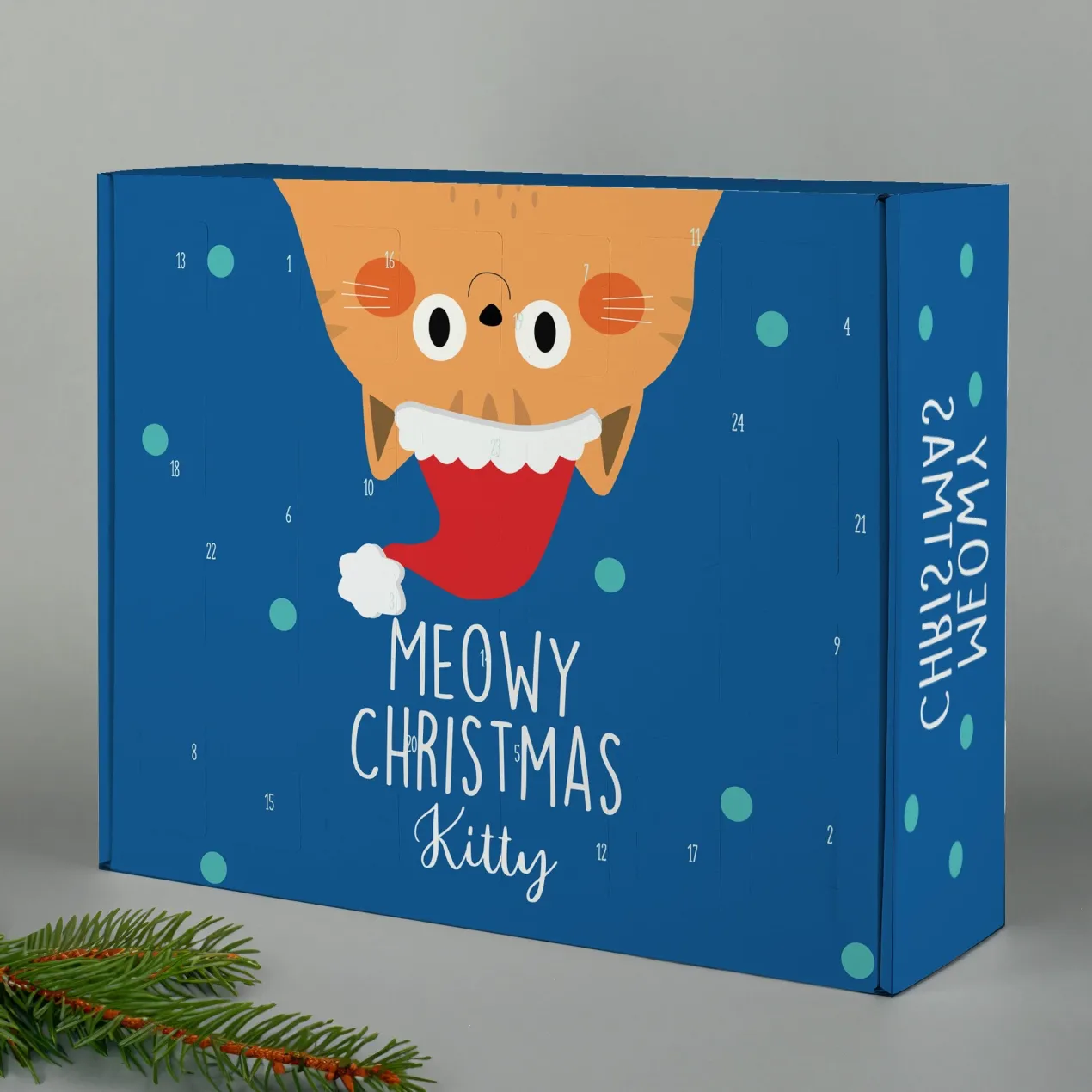 Adventskalender 'Meowy Christmas' personalisiert mit Name | Kalender für Katzen und Tierliebhaber