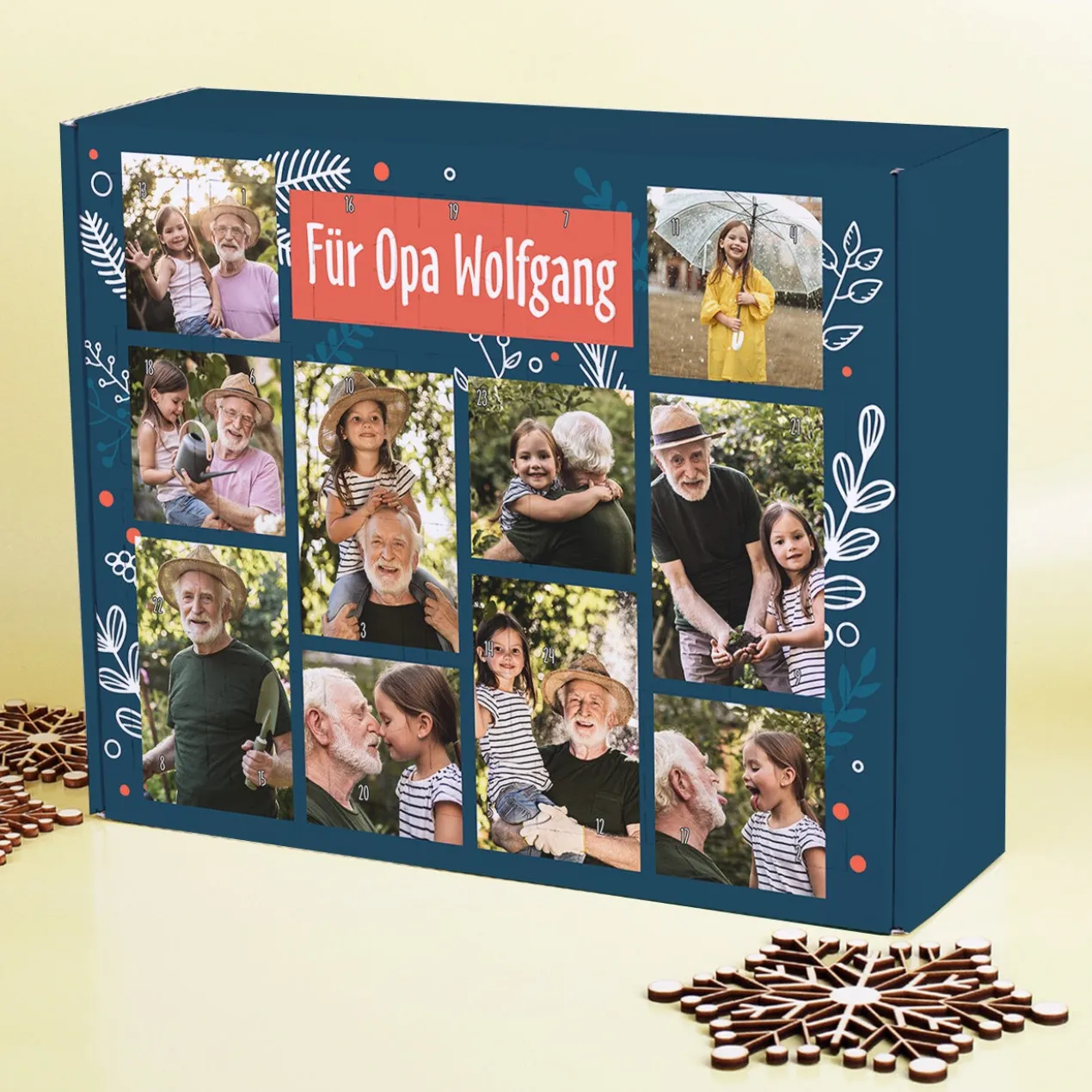 Adventskalender mit 10 Fotos und verschiedenen Hintergründen