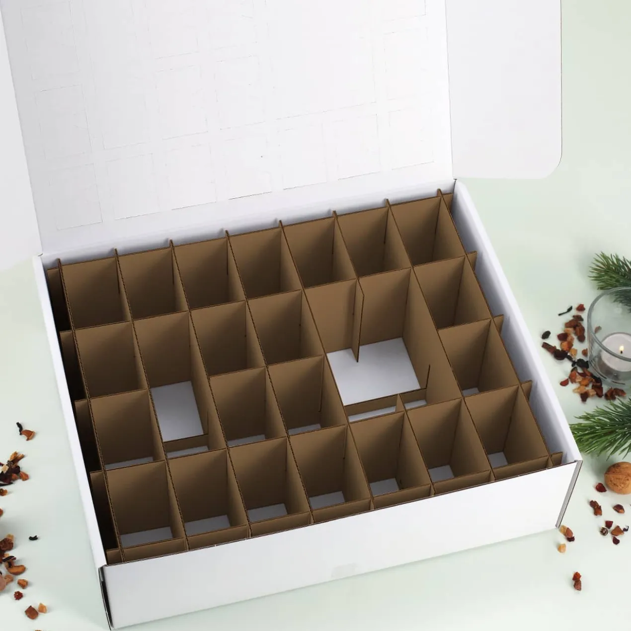 Adventskalender mit großer Schleife und Ihrem Wunschtext