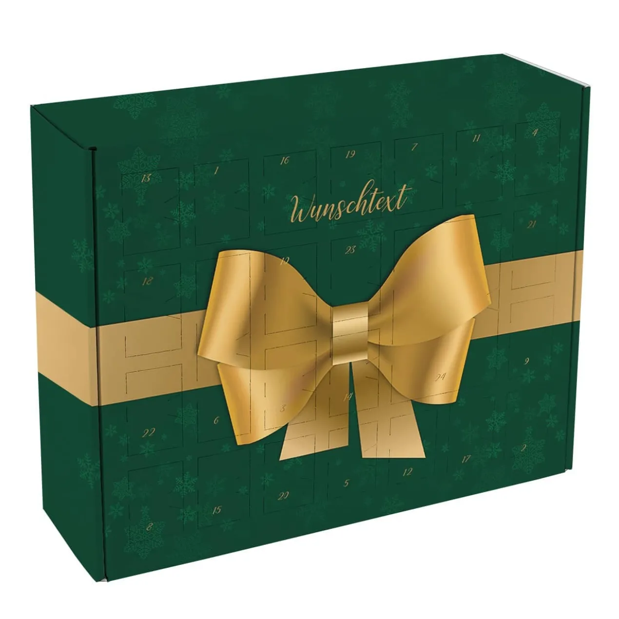 Adventskalender mit großer Schleife und Ihrem Wunschtext