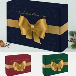 Adventskalender mit großer Schleife und Ihrem Wunschtext