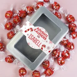 Adventskalender mit 24 Lindorkugeln und Namensaufdruck