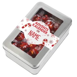 Adventskalender mit 24 Lindorkugeln und Namensaufdruck