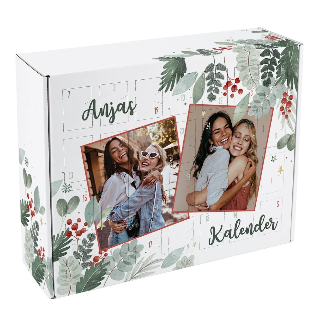 Adventskalender mit zwei Fotos und Ihren Wunschtexten