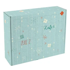 Adventskalender mit zwei Zeilen Wunschtext zum selbst Befüllen