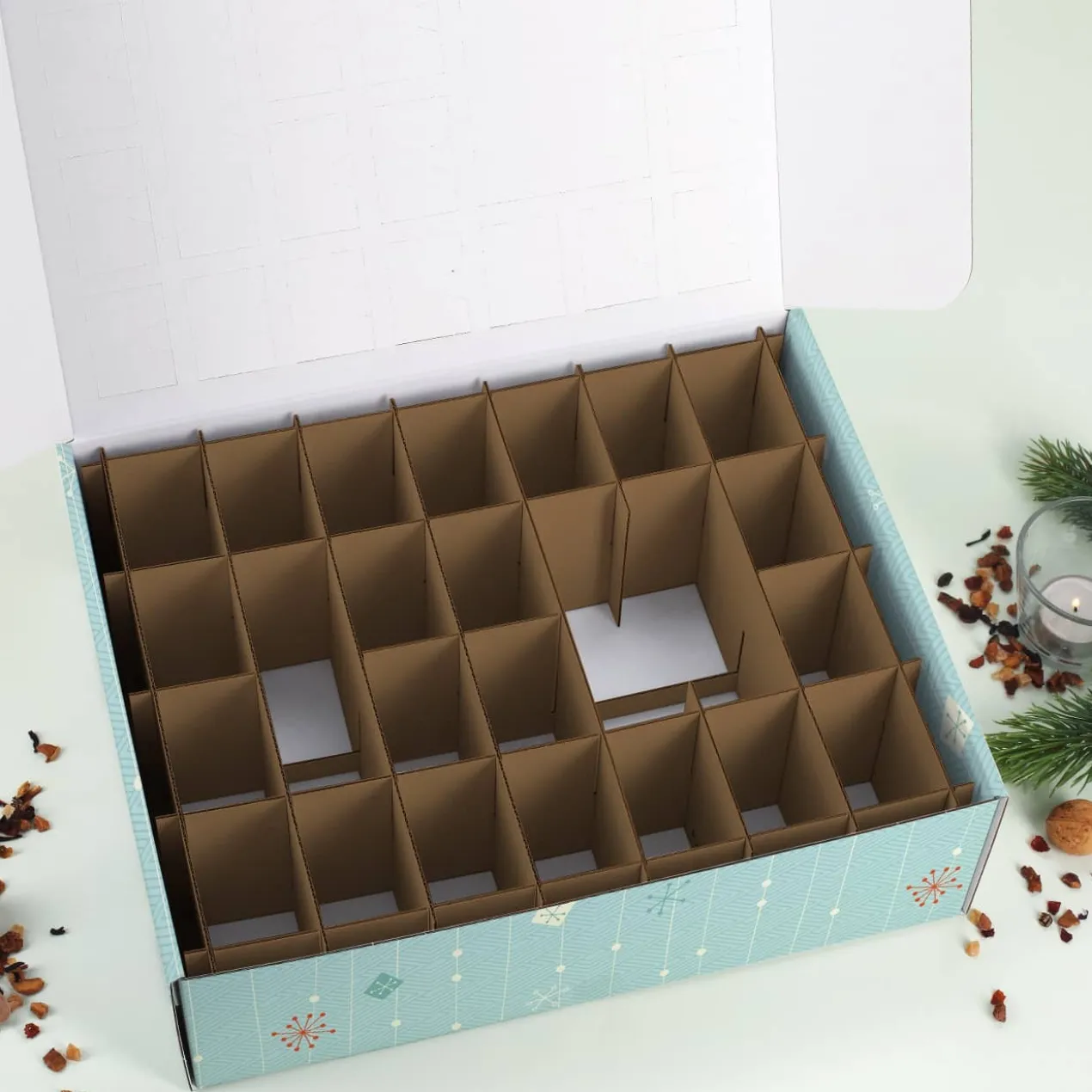 Adventskalender mit zwei Zeilen Wunschtext zum selbst Befüllen