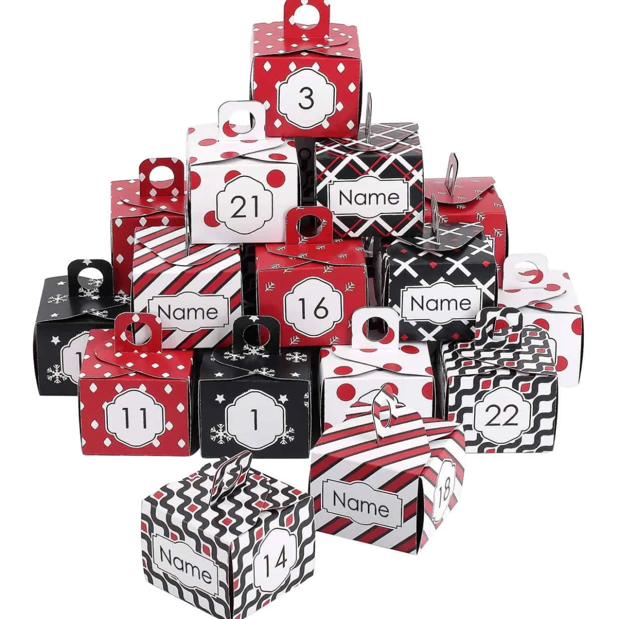 Adventskalender 24 Schachteln zum selbst befüllen mit Ihrem Wunschnamen