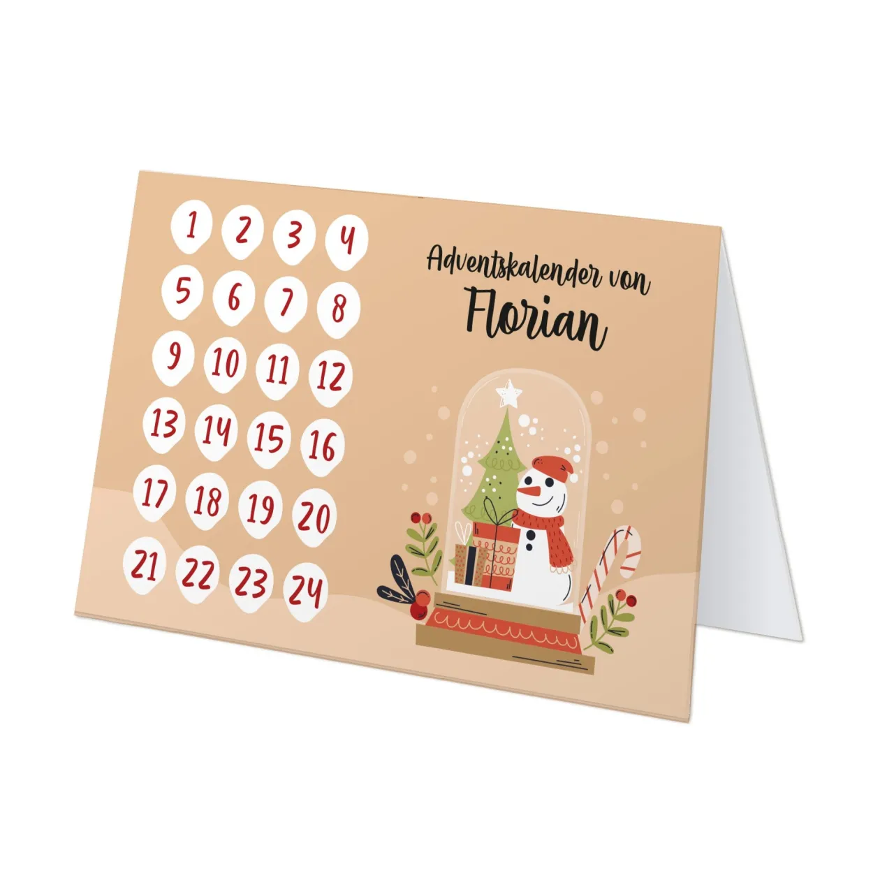 Adventskalender to go | Personalisierte DIY Klappkarte zu Weihnachten mit Schneekugelmotiv