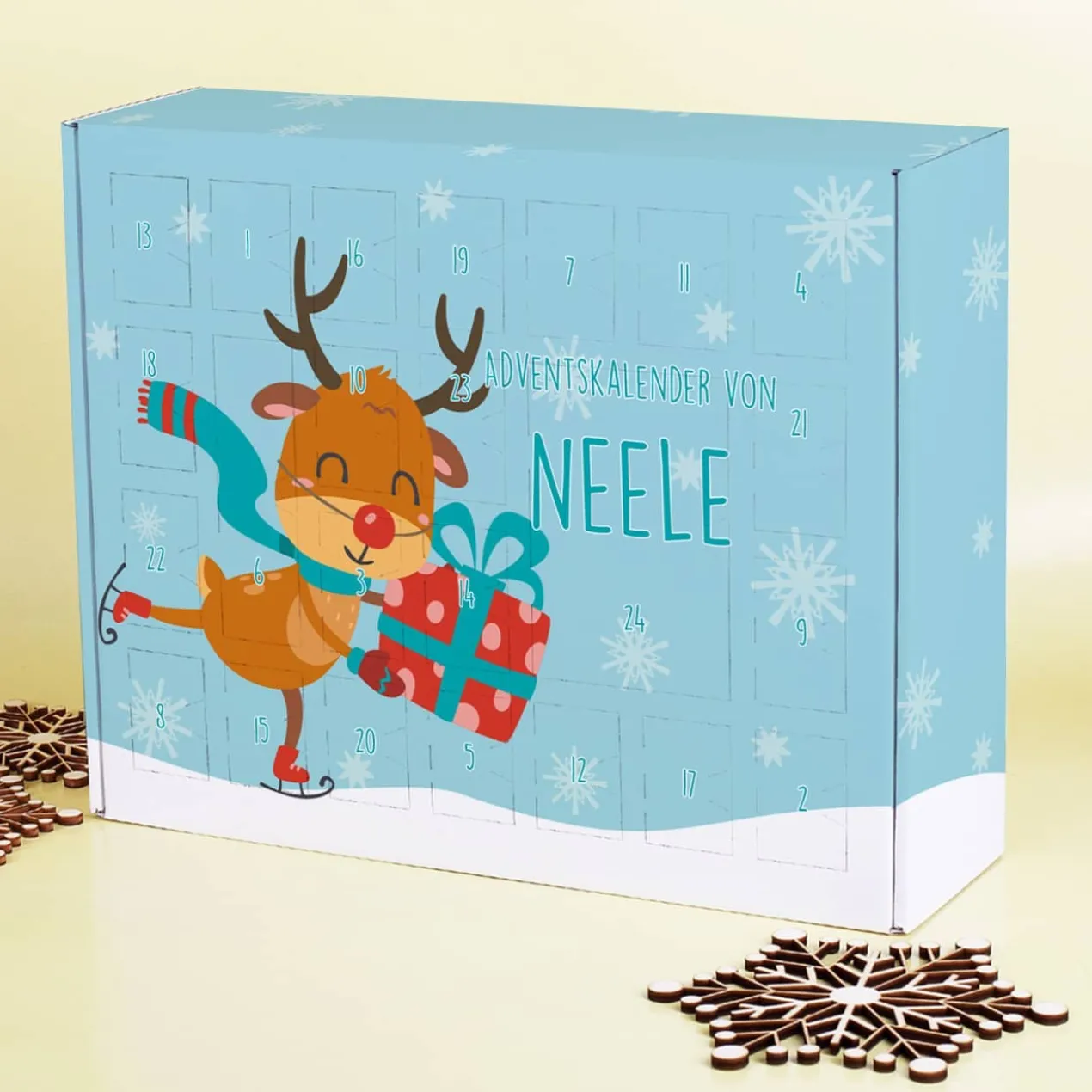 Adventskalender zum selber Füllen mit niedlichem Rentier