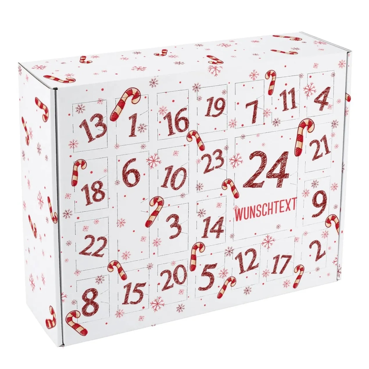 Adventskalender zum Selbstbefüllen mit Zuckerstangen und Wunschtext