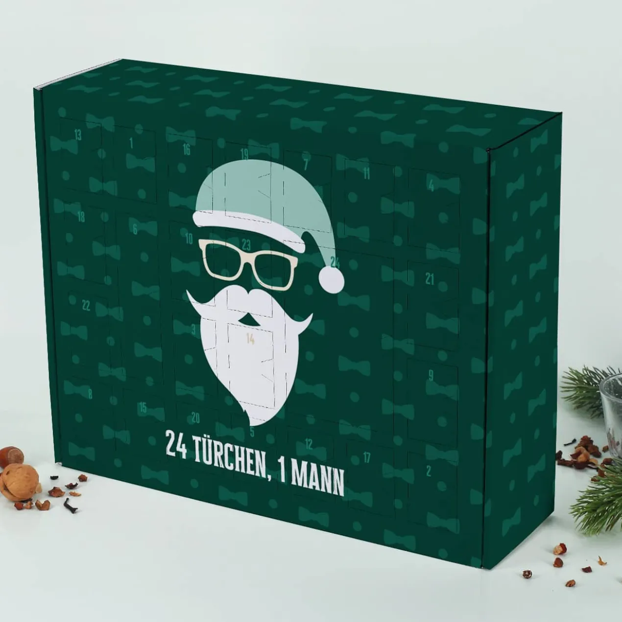 Adventskalender zum selbst Befüllen mit coolem Weihnachtsmann