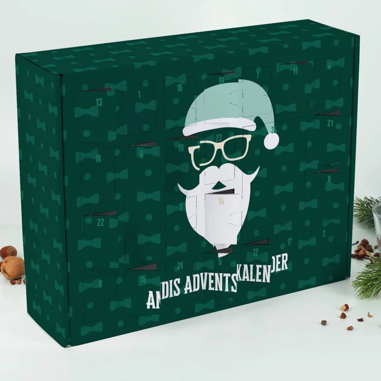 Adventskalender zum selbst Befüllen mit coolem Weihnachtsmann