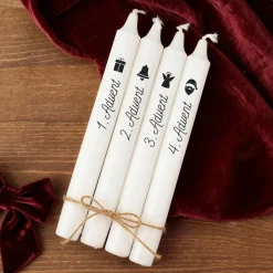 Adventskerzen mit Weihnachtsmotiven personalisiert mit Wunschtext | 4er Set Stabkerzen