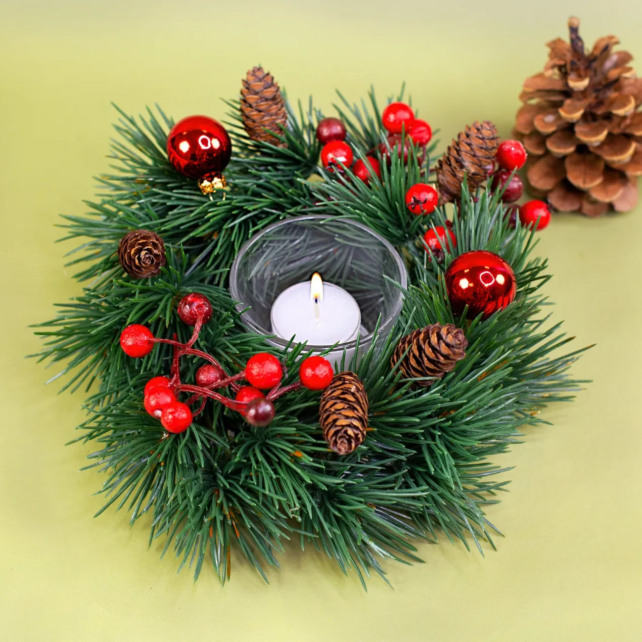 Adventskranz aus Tannenzweigen in zwei Größen | Hochwertige Kunst Dekoration zu Weihnachten