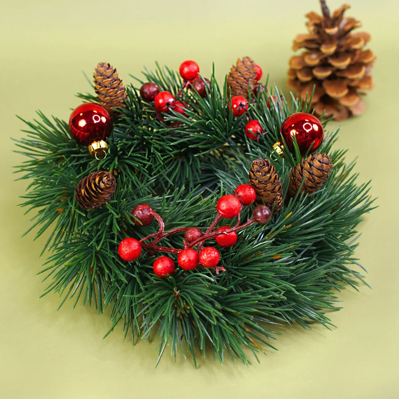 Adventskranz aus Tannenzweigen in zwei Größen | Hochwertige Kunst Dekoration zu Weihnachten