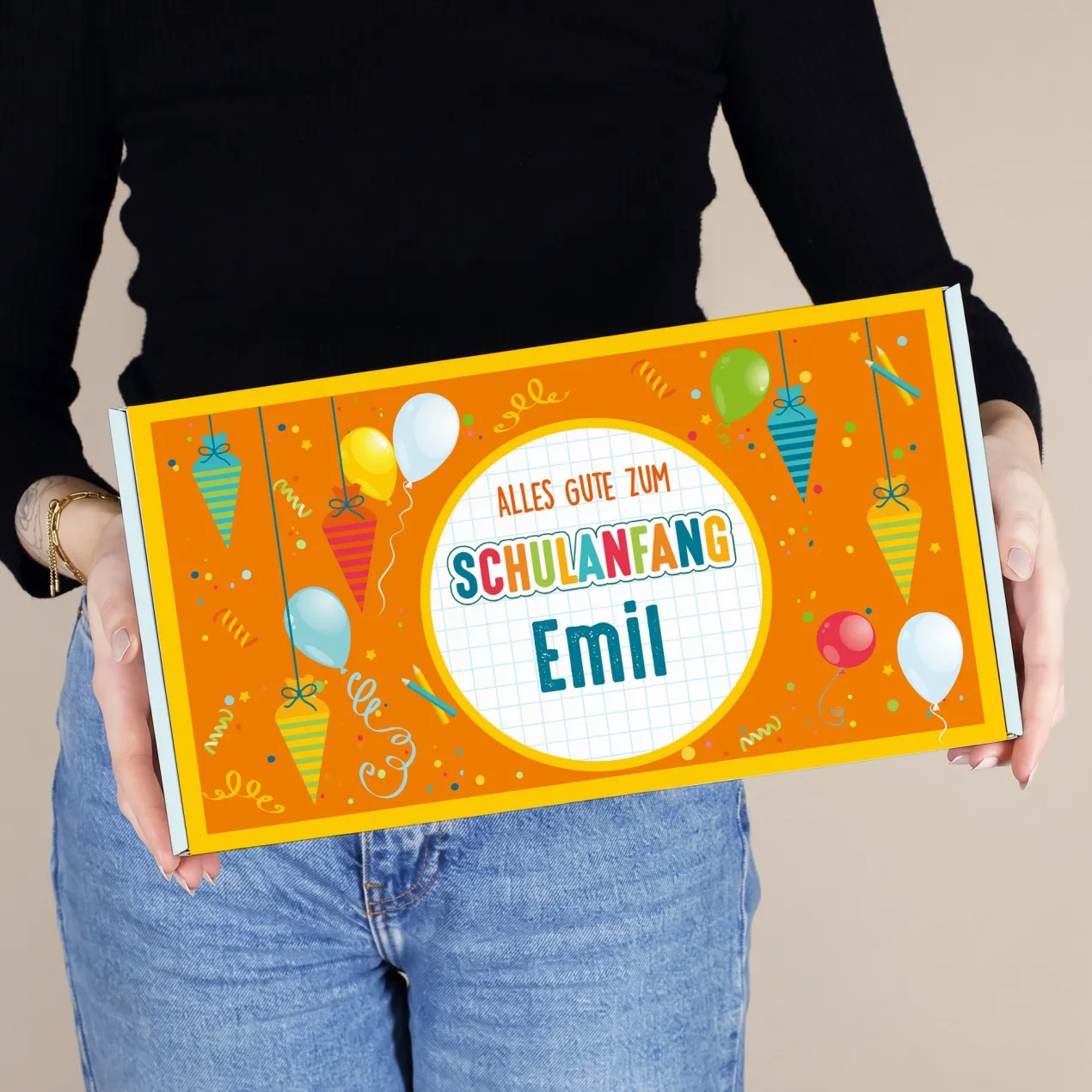Alles Gute zum Schulanfang - Geschenkverpackung mit Name