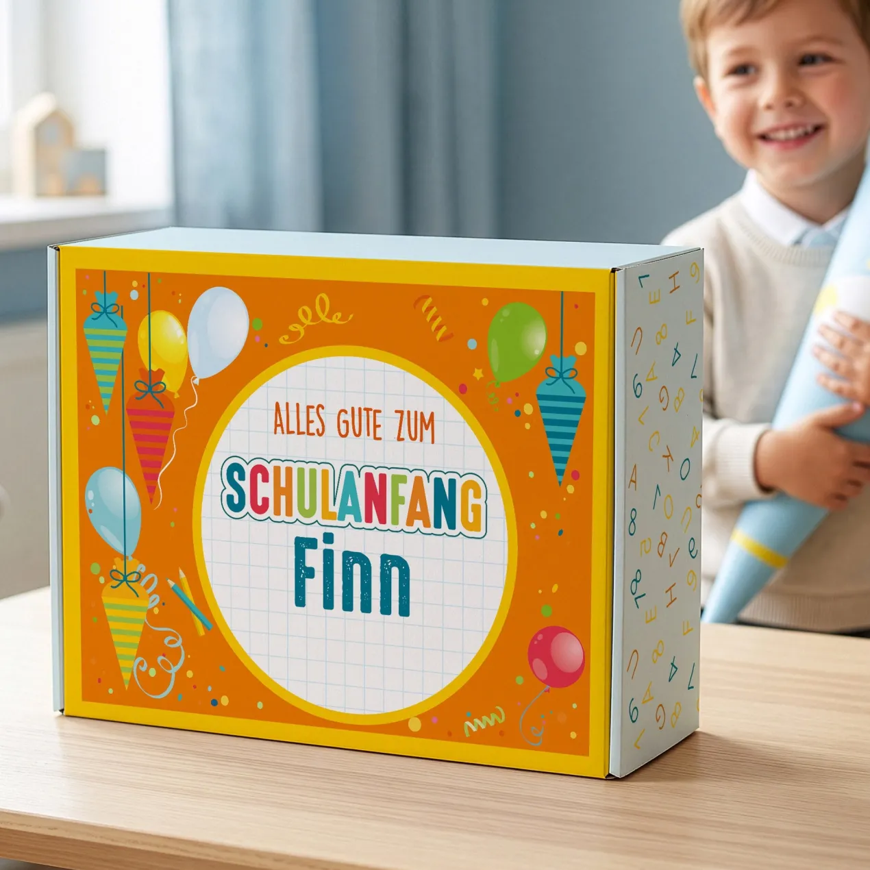 Alles Gute zum Schulanfang - Geschenkverpackung mit Name