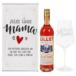 Alles Liebe Mama - Lillet Geschenkset mit Weinglas "Beste Mama"