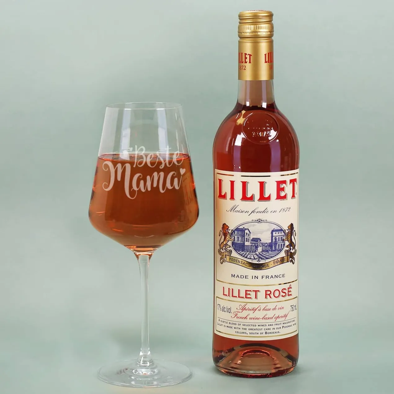 Alles Liebe Mama - Lillet Geschenkset mit Weinglas "Beste Mama"