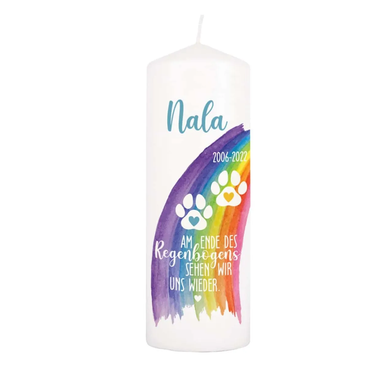 Am Ende des Regenbogens - Trauerkerze für Tiere