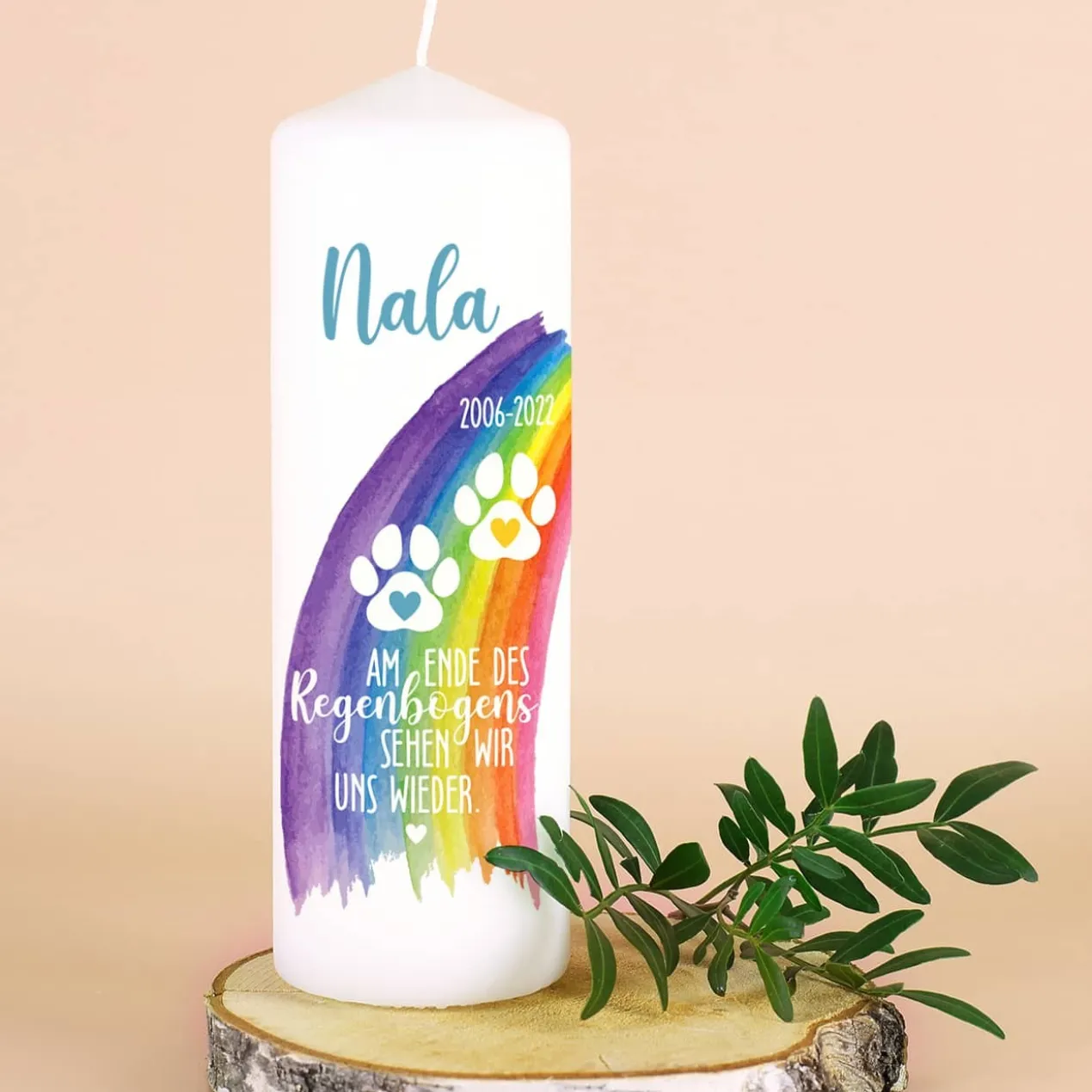 Am Ende des Regenbogens - Trauerkerze für Tiere