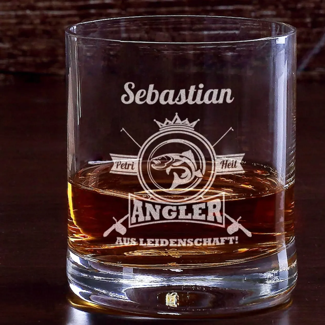 Angler aus Leidenschaft - graviertes Whiskyglas mit Name